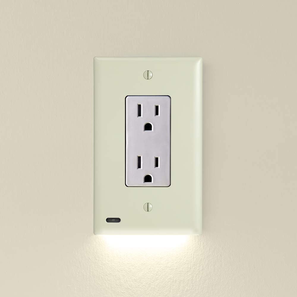 Outlet Wall Plate With Night Lights [No Batteries or Wires]