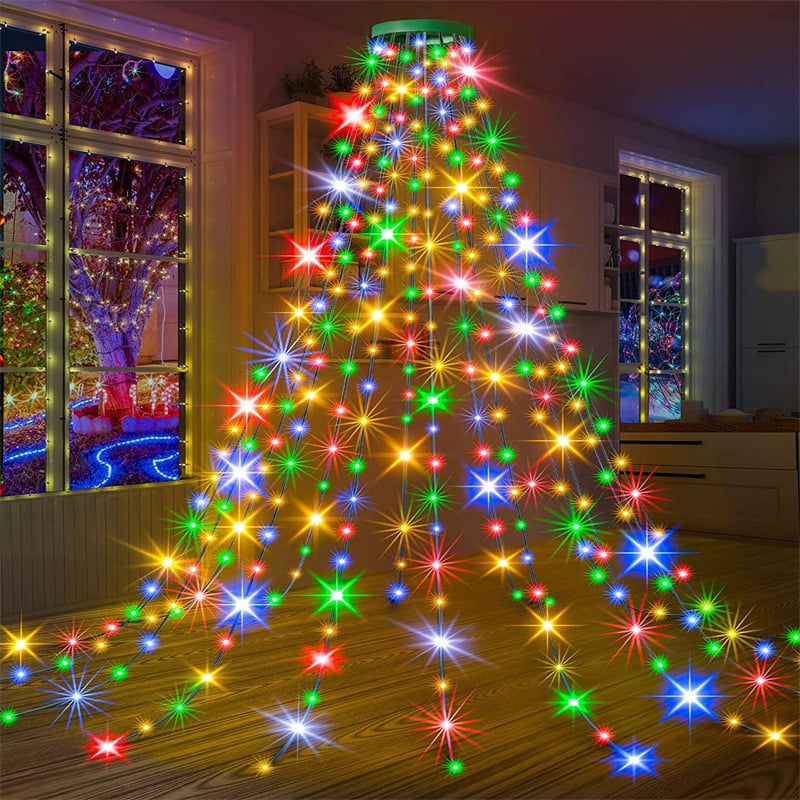 🔥Last Day Promotion 48% OFF-🎁-Christmas Tree Waterfall Lights with Ring🎄