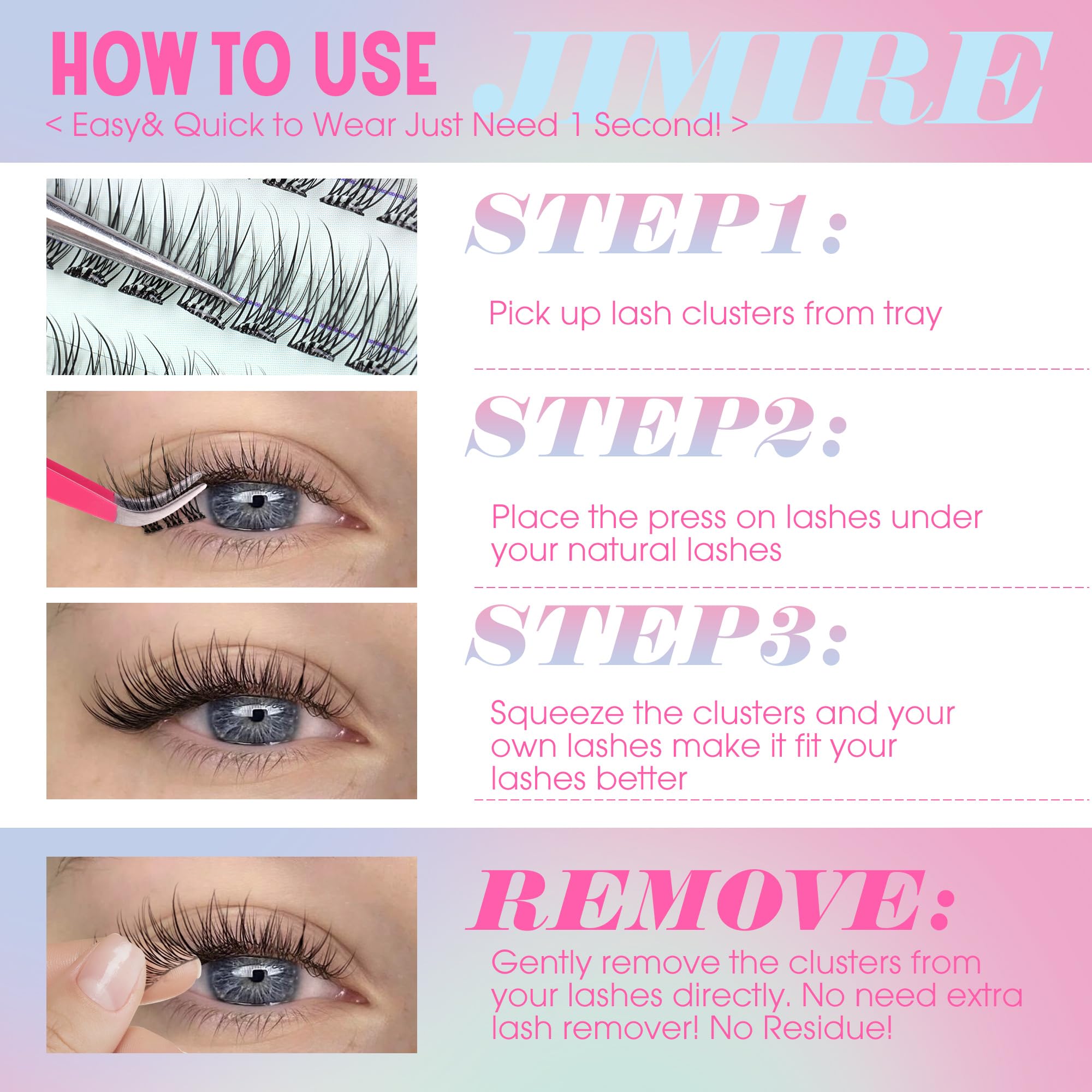 100Pcs Self Adhesive Lash Clusters, No glue, not bond needed!