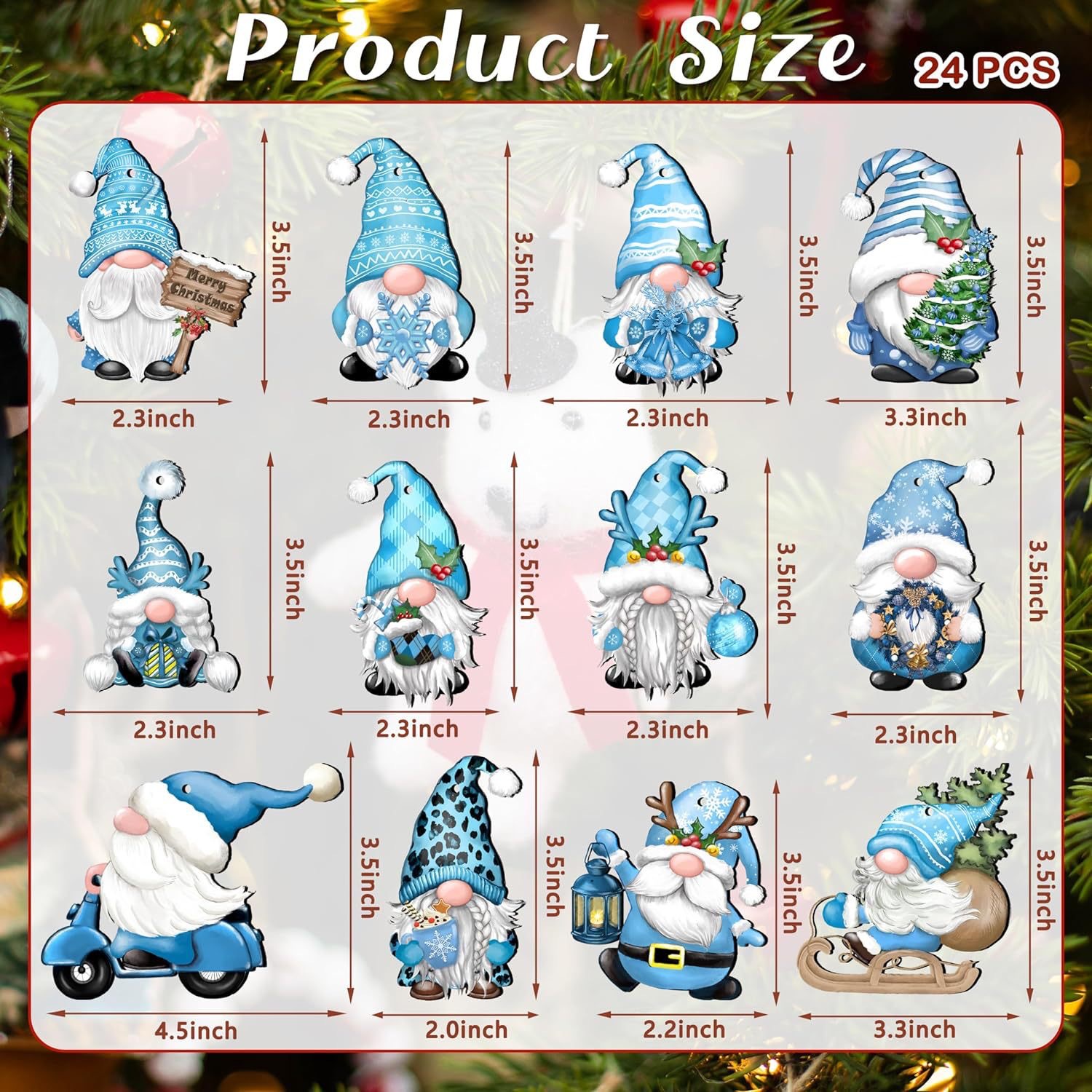 This Week 70％ OFF - 24 Pieces Christmas Wooden Gnome Ornaments