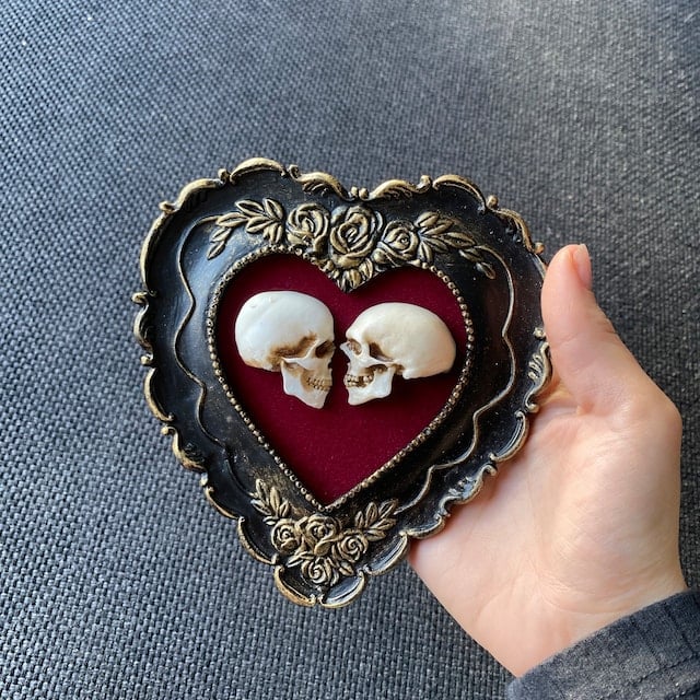 💗Valentine's Day Sale 69% OFF True love is forever - framed miniature realistic human skulls - Til death do us part