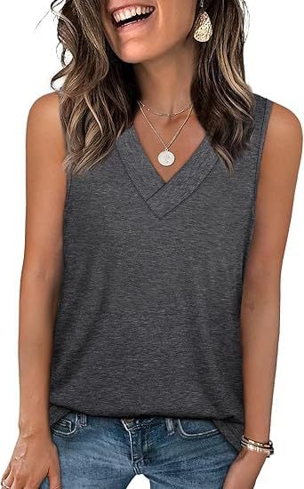 🔥Letzter Tag 70% Rabatt ✨Damen ärmellos V-ausschnitt Abnehmen lockere Passform Casual Tank Top T-Shirt