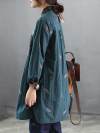 Eileen Vintage Linen Cotton Embroidery Shirt with Contrast Color