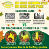 3-in-1 Ergonomic Pickup Rake - Easy Leaf & Grass Grabber Without Bending Over