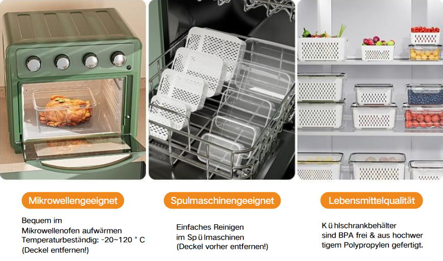 💖Letzter Tag 49% Rabatt🔥Transparente Aufbewahrungsbox mit Abtropfsieb💧