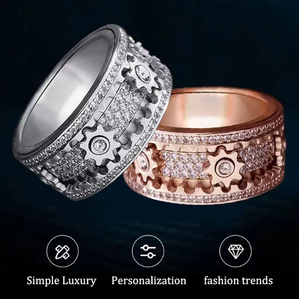 🔥Handmade Diamond 3D Geometric Band Ring | Rotatable