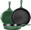 Utopia Kitchen Saute Fry Pan - Pre-Seasoned Cast Iron Skillet Set 3-Piece - Frying Pan - 6 Inch, 8 Inch and 10 Inch Cast Iron Set (Black)