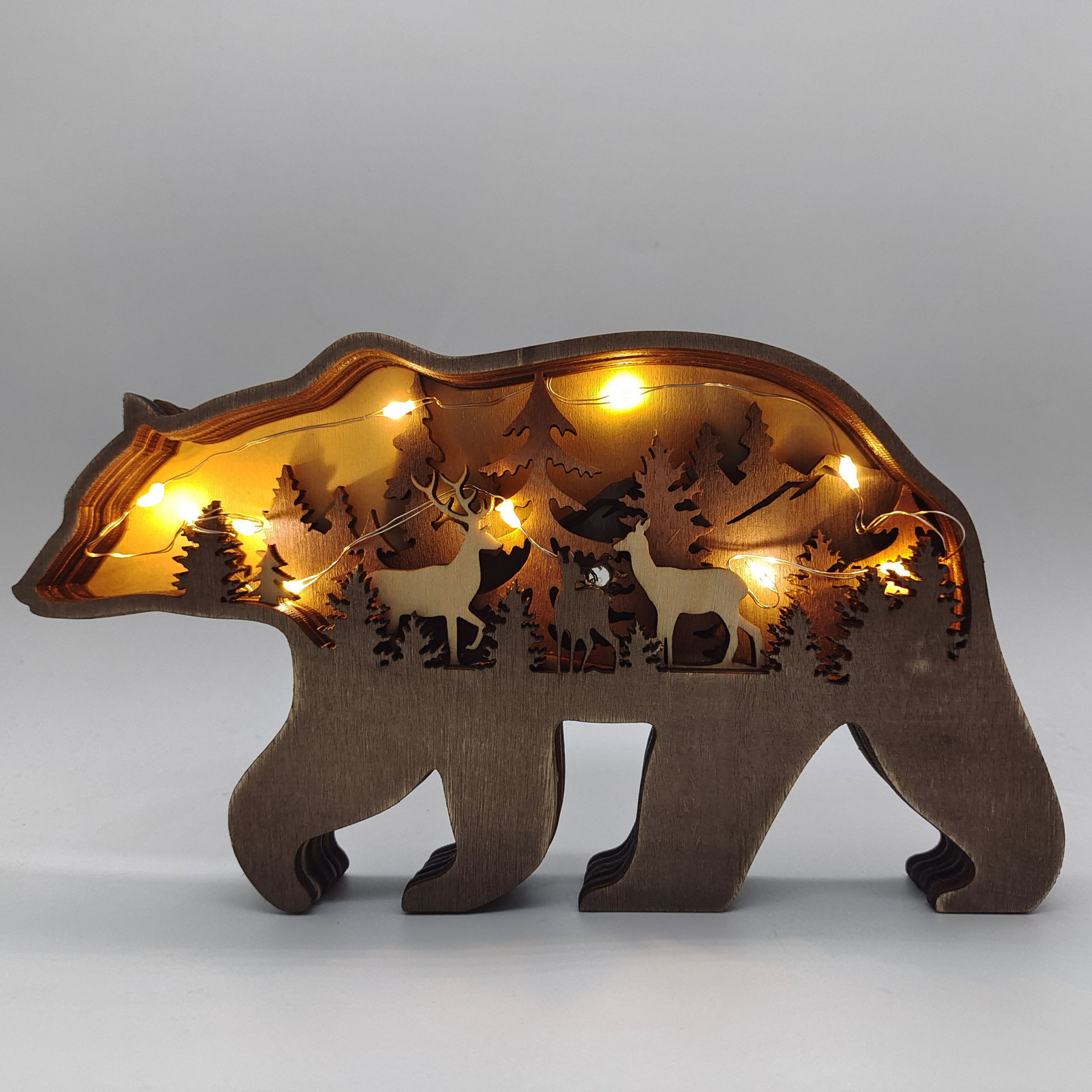 Wooden Animal Statue Lamp