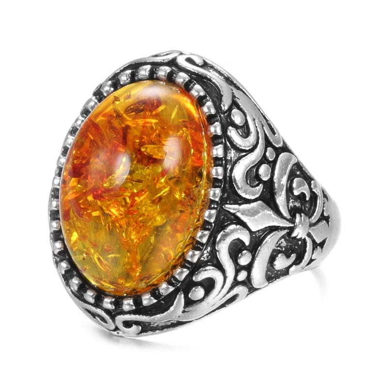 🔥Last Day 75% OFF🎁 Turkish Style Amber Tiger Eye Stone Agate Vintage Ring