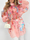 Women's Stand Collar Chiffon Printed Casual Top