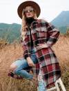 🔥 Last Day Promotion 50% OFF 🔥Women's Plaid Print Button Front Split Long Sleeve Warm Coat