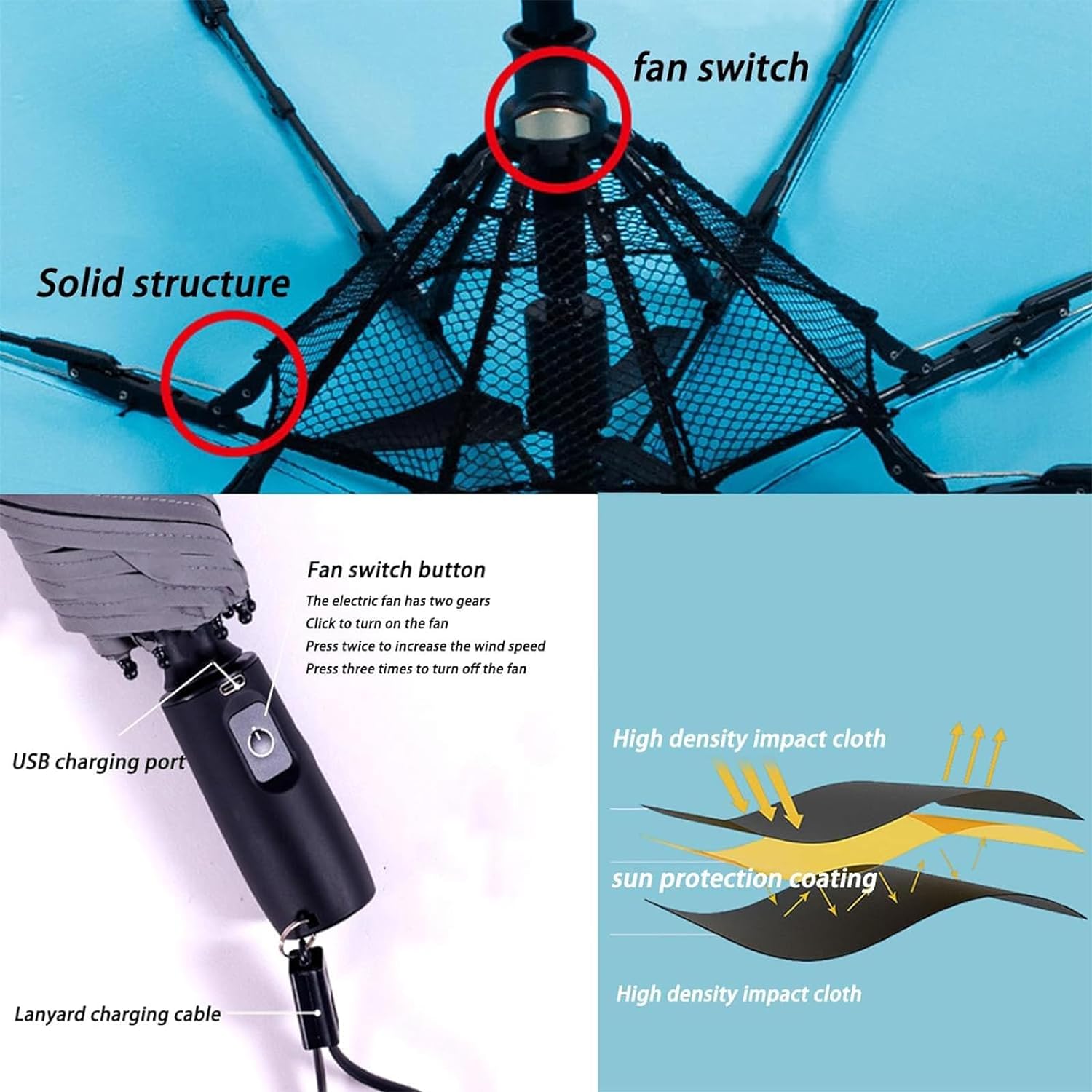 (🔥TikTok Summer SALE)3 in 1 Umbrella with Fan & FREE SHIPPING!!