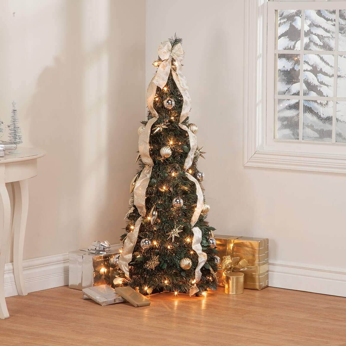 🔥Limited-time flash sale🔥-🎄Folding Gold & Silver Christmas LED Tree