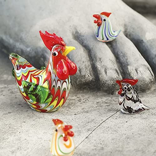 Glass Rooster Chicken Figurines