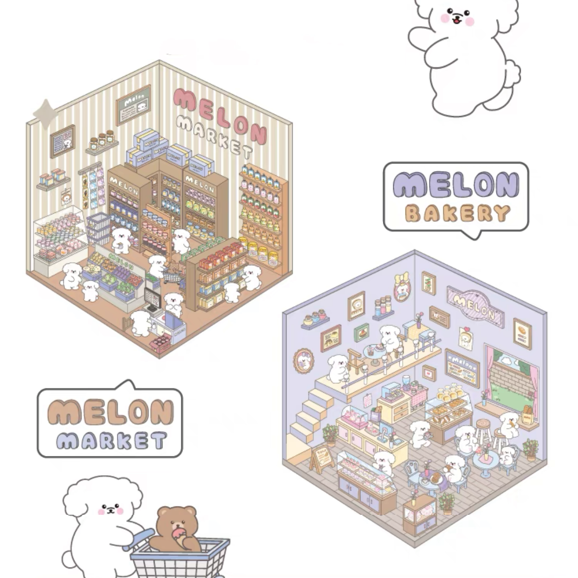 Create Adorable Sticker Scenes with Dog-Themed Bakery Shop|Market