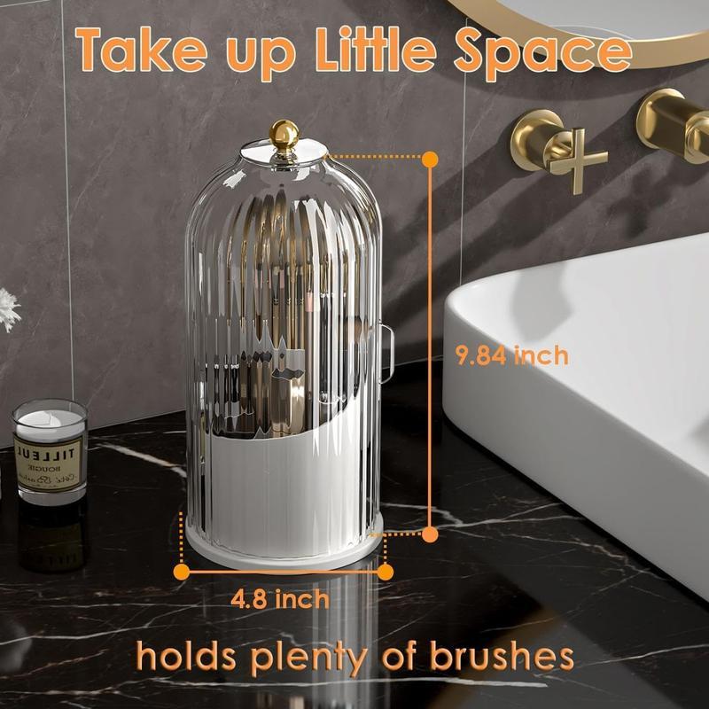 🪥 Dustproof Rotating Toothbrush & Makeup Brush Holder