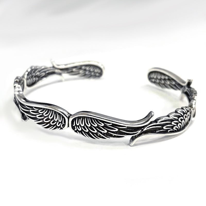(🎅Hot Sale -SAVE 49% OFF) Vintage Style Angel Wings Sterling Silver Bracelet - BUY 2 FREE SHIPPING NOW