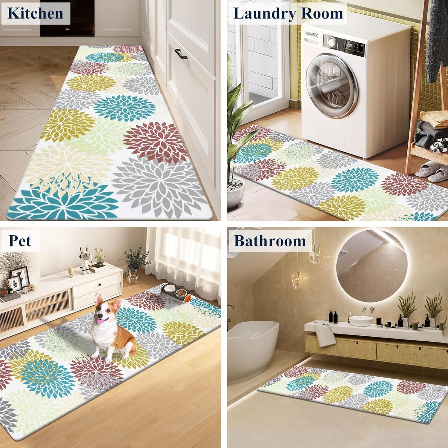 HEBE Anti Fatigue Kitchen Rug Sets 2 Piece Non Slip Kitchen Mats for Floor Cushioned Kitchen Rugs and Mats Waterproof Comfort Standing Mat Runner for Kitchen,Home Office,Sink,Laundry