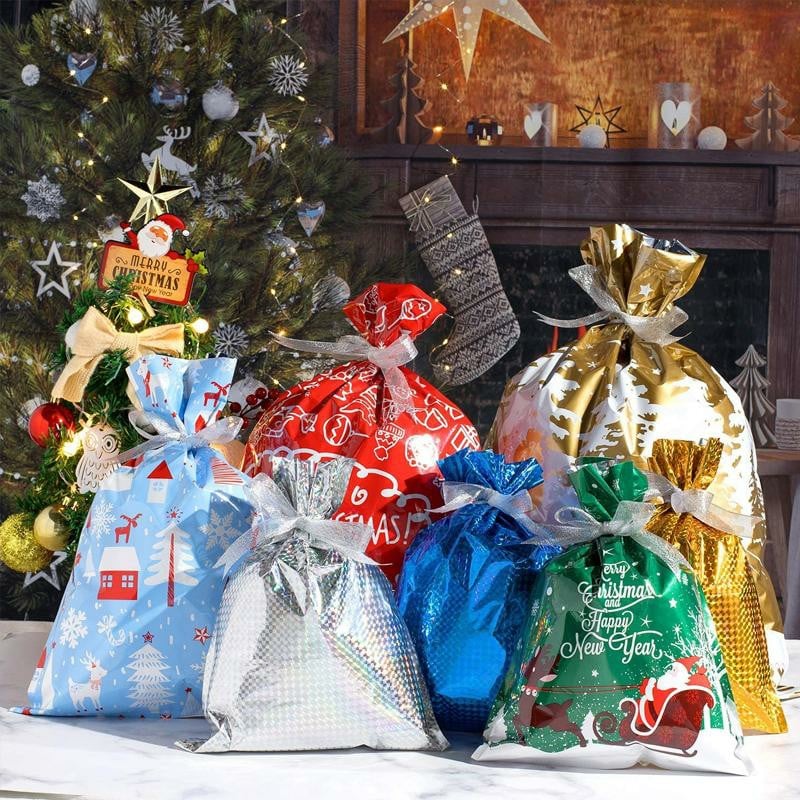 (🌲CHRISTMAS SALE - 70% OFF) Drawstring Christmas Gift Bags, 🔥Buy 5 Get 5 Free & Free Shipping(100 PCS)