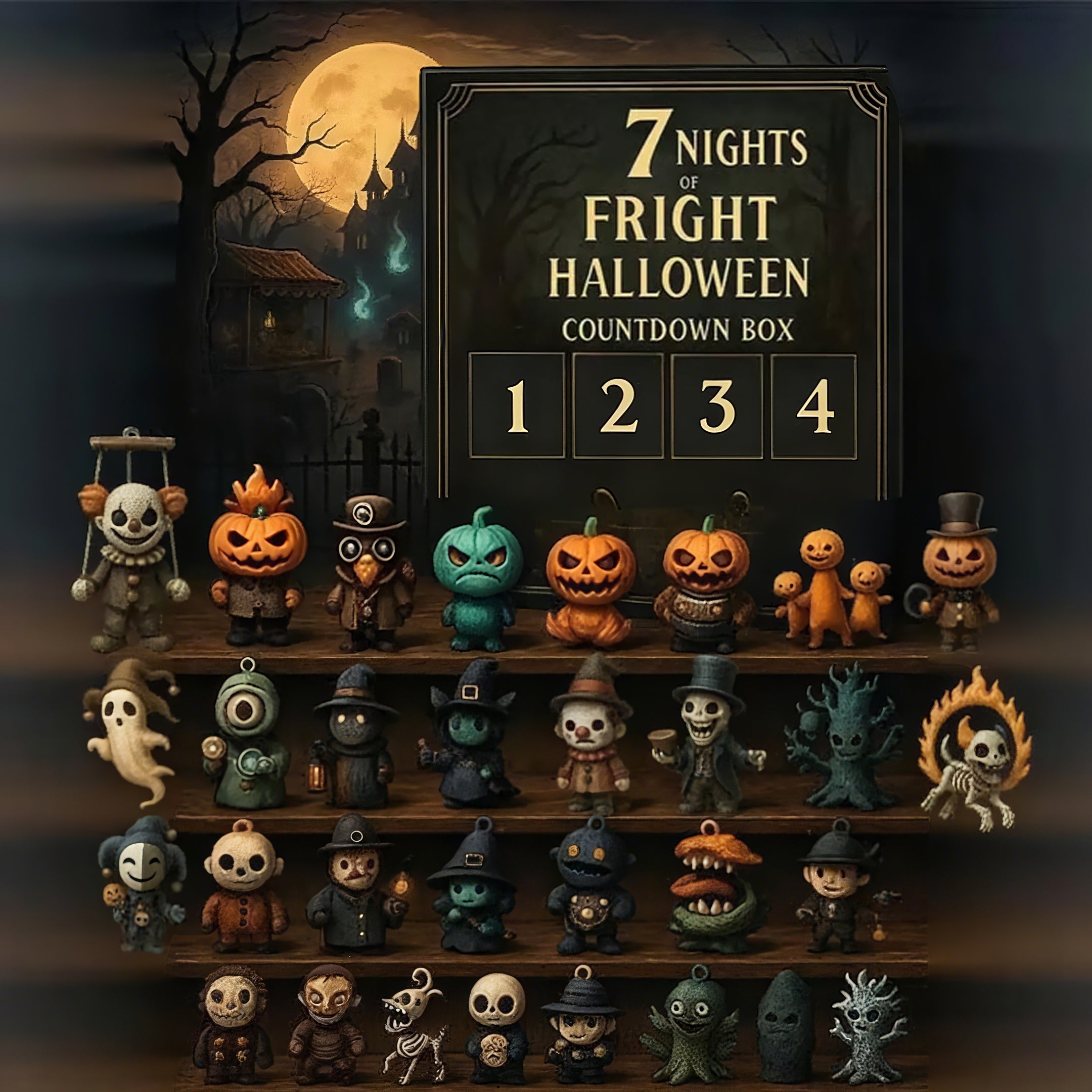 🔥LAST DAY 49% OFF - 🎃31 Nights of Fright – Halloween Countdown Box with Figurines
