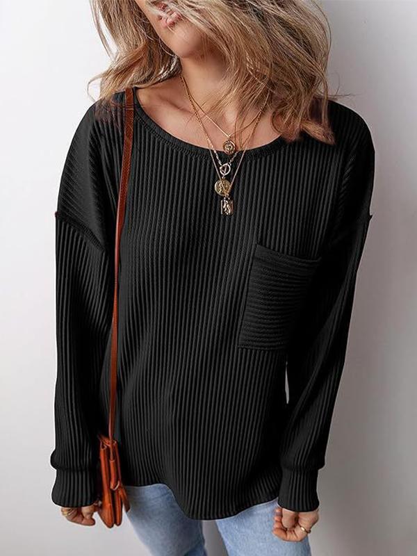 Women's casual round neck loose long sleeve T-shirt