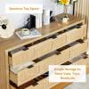 9 Drawer Dresser with Rattan Finish, Modern Farmhouse Chest of Drawers with Metal Handles, Accent Wood Storage Cabinet for Bedroom, Living Room and Kitchen (Natural)