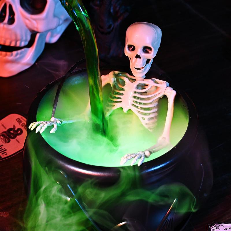 Halloween Witches Cauldron with Magical Floating Potion Bottles and Fog Maker Diffuser