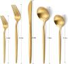 Matte Gold Silverware Set, VANVRO 40-Piece Stainless Steel Flatware Set, Satin Finish tableware Cutlery Set, Service for 8, Home and Restaurant, Dishwasher Safe