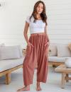 🎁 Letzter Tag Aktion 50% RABATT– Damen Leinenhose mit weitem Bein und Taschen
