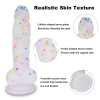 7.1in Jelly Particles Rainbow Transparent Realistic Dildo With Suction Cup