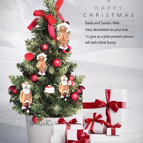1 Pair Santa Claus Charms Christmas Decorations Nude Naughty Funny Santa Claus with Stocking Cap Ornament Party Decoration Gifts