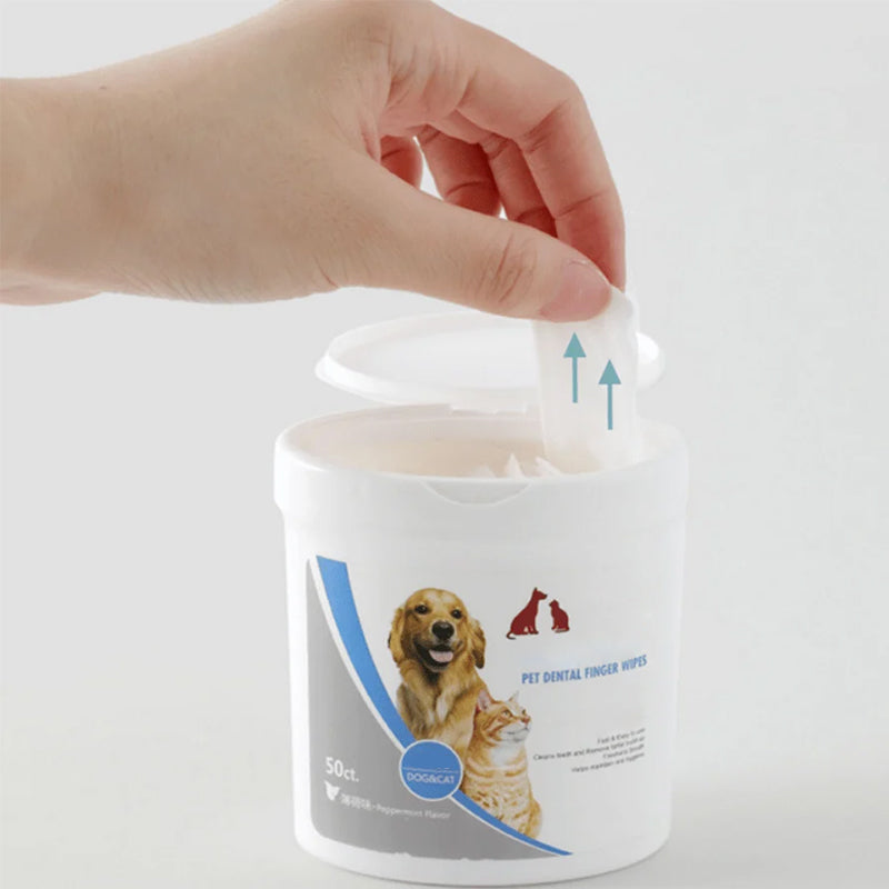 🔥Hot Sale-50% OFF-🐶Pet Dental Cleaning Finger Wipes (50PCS)🔥Buy 2 Get Extra 10% OFF