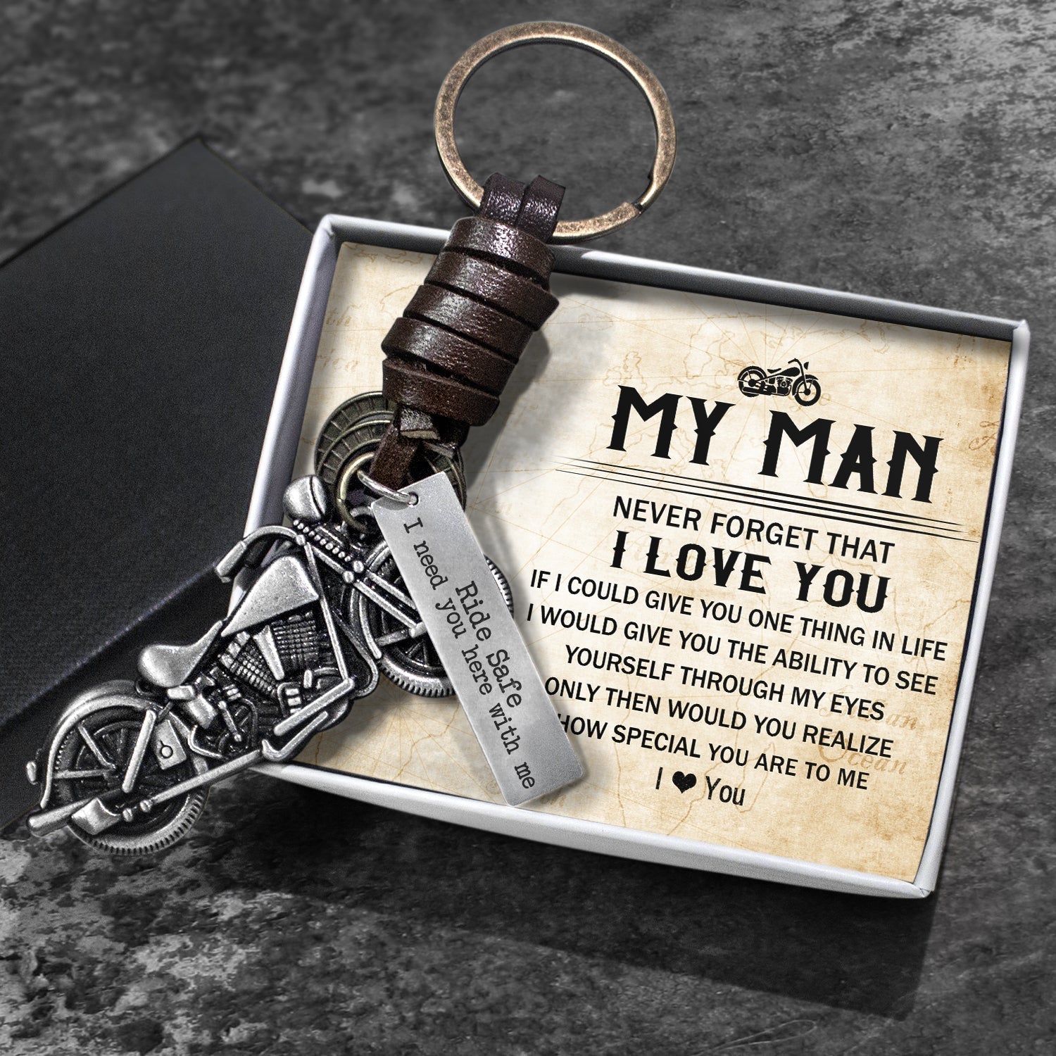 🔥Last Day Sale - 50% OFF 🎁Motorcycle Keychain - Biker - To My Man - Ride Safe, I Need You Here With Me