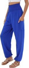 QIANXIZHAN Women's Harem Pants, High Waist Yoga Boho Trousers with Pockets