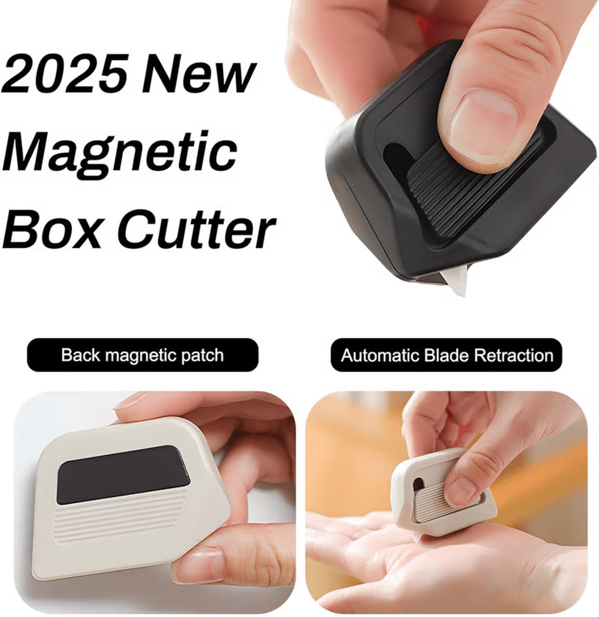 🎁TikTok Last Day Sale - 70% OFF🎉Magnetic Retractable Box Cutter - Safety Lock Utility Knife with Built-in Magnet for Easy Storage & Quick Access