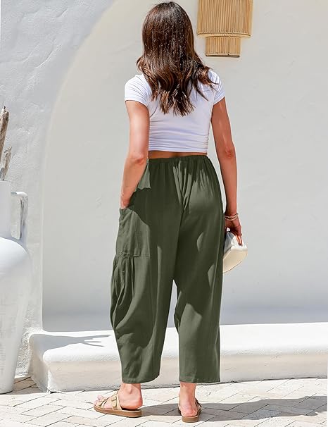 🎁 Letzter Tag Aktion 50% RABATT– Damen Leinenhose mit weitem Bein und Taschen
