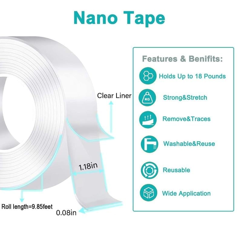 🎁TikTok Last Day Sale - 70% OFF🔥Strong Nano Double-Sided Tape – Traceless | Waterproof | Reusable