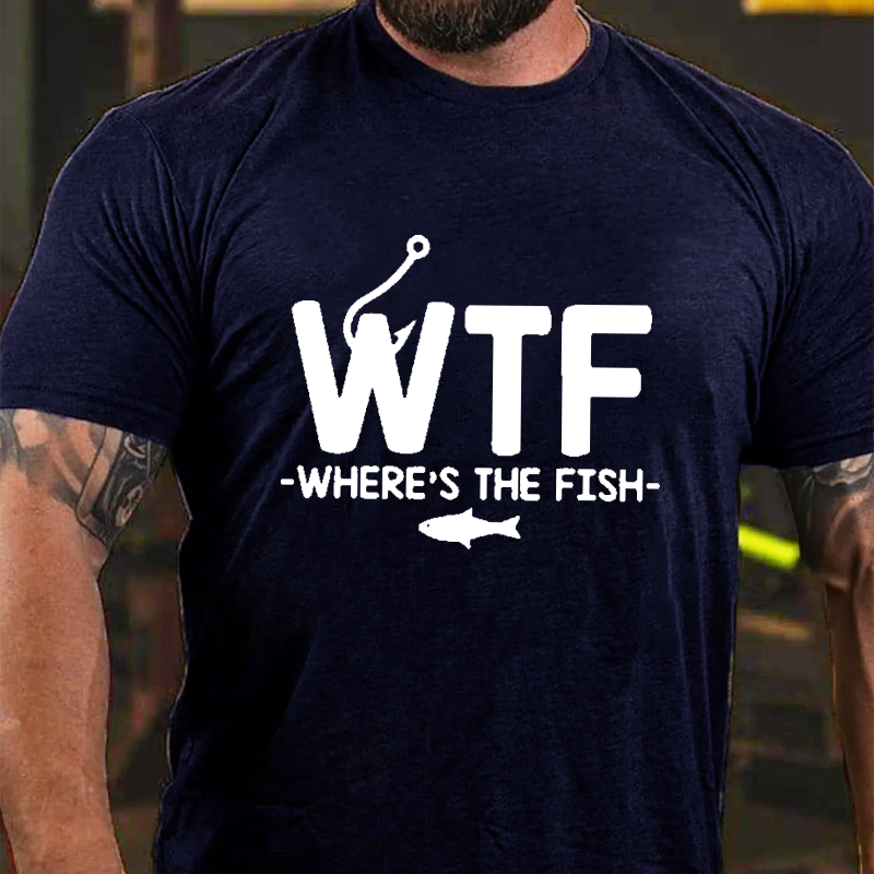 WTF - Where's The Fish Funny Print T-shirt