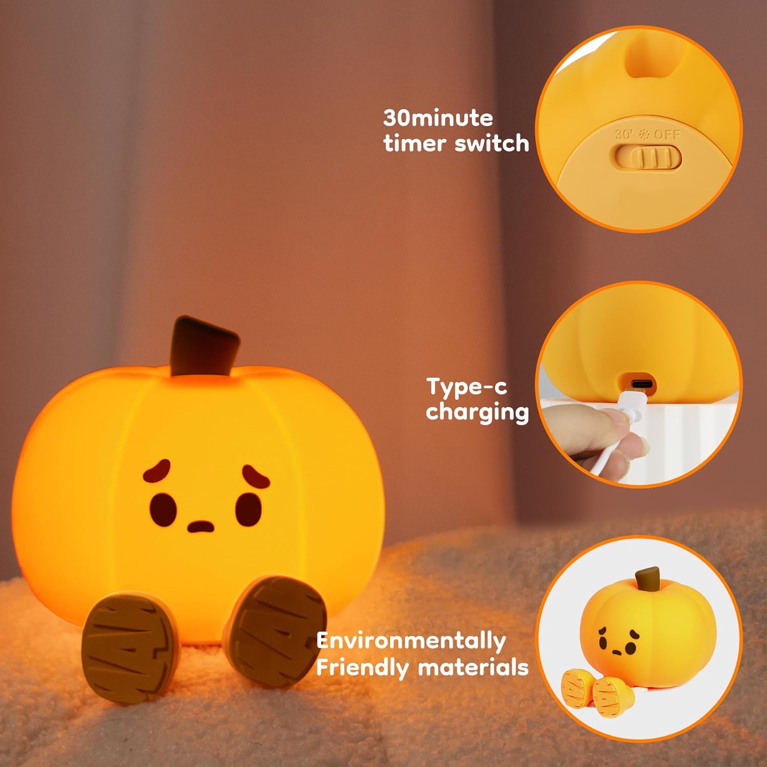 🔥Early Halloween Sale 49% OFF⏰Cute Pumpkin Silicone Night Light