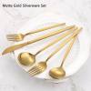 Matte Gold Silverware Set, VANVRO 40-Piece Stainless Steel Flatware Set, Satin Finish tableware Cutlery Set, Service for 8, Home and Restaurant, Dishwasher Safe