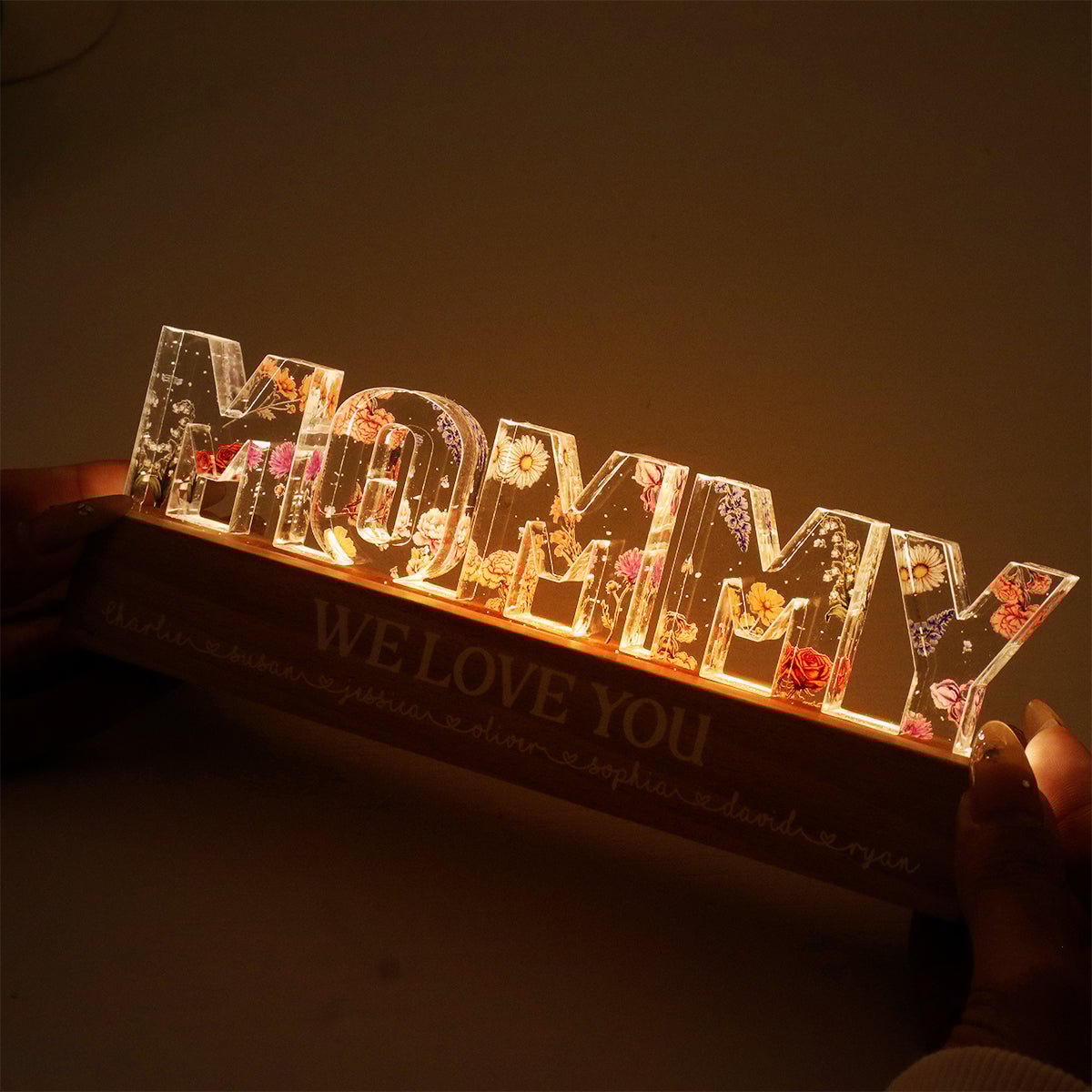 (🔥Last Day Promotion 50% OFF)Flower Printed LED Night Light, Birth Month Flower, Gift For Mom
