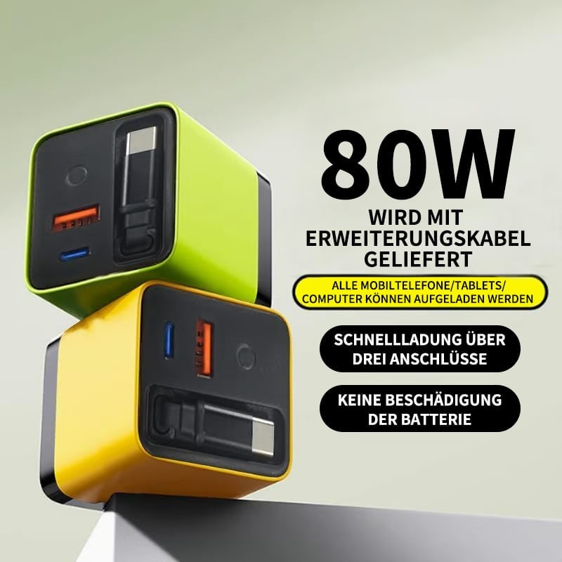 🔥Letzter Tag 49% Rabatt⚡3‑in‑1 GaN‑Schnellladegerät (80 W)