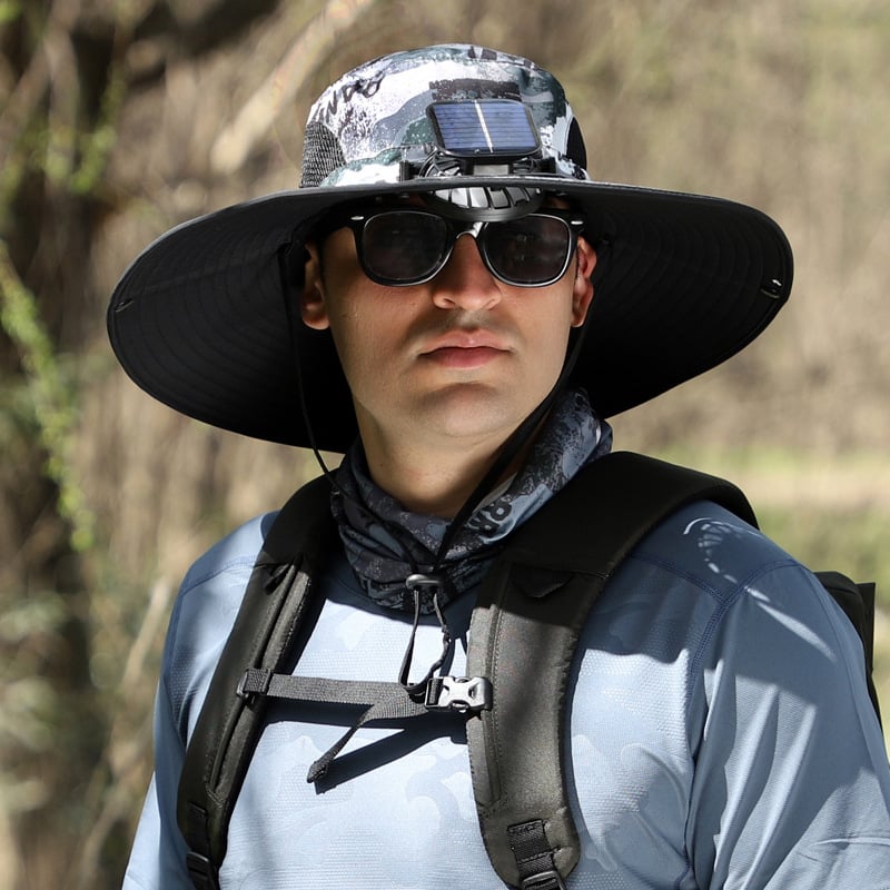 🔥Wide Brim Solar Outdoor Fishing Hat & USB Charging