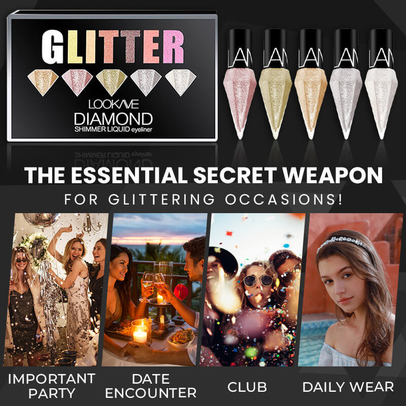 (🔥Last Day Promotion - 50% OFF) glittering diamond liquid eyeliner, Buy 5 Get 5 Free