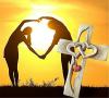 💞Carved wooden cross - intertwined hearts