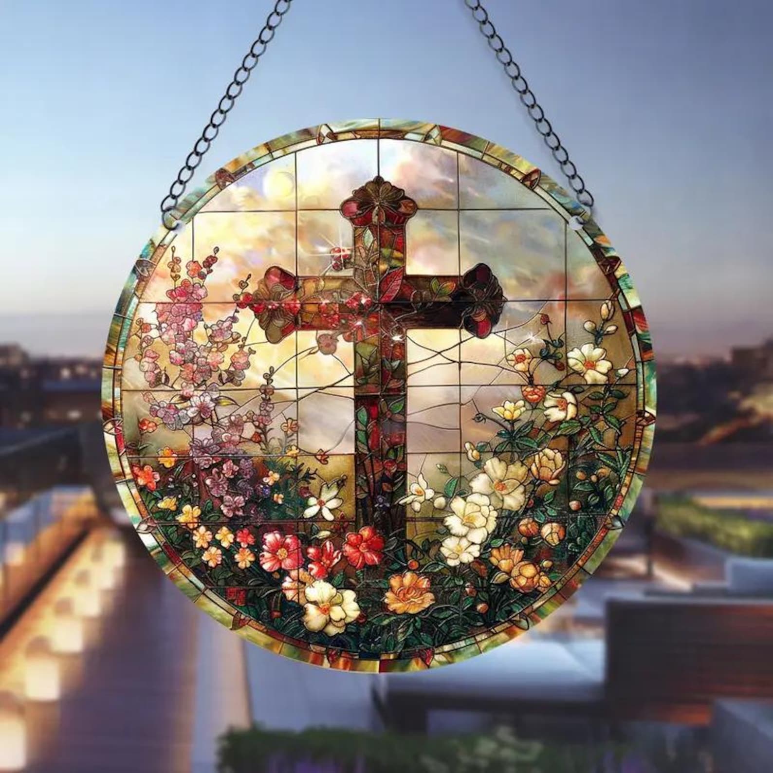 🎄🎅Christmas Presale - 49% OFF🎄-✝️Religious Pendant Cross Sun Catcher