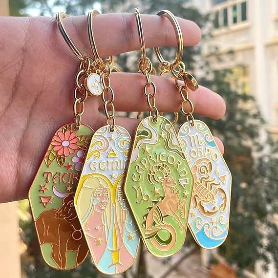 🎁TikTok Last Day Sale - 70% OFF🔥Vintage Illustrated Zodiac Keychain✨🔮