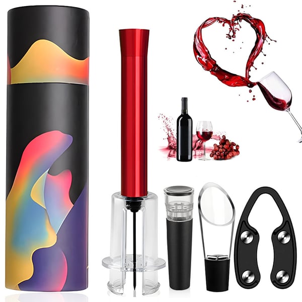 (🎄Christmas Hot Save 49% Off) Air Pump Cork Remover Wine Bottle Opener Set - Upgraded Cylindrical Gift Box