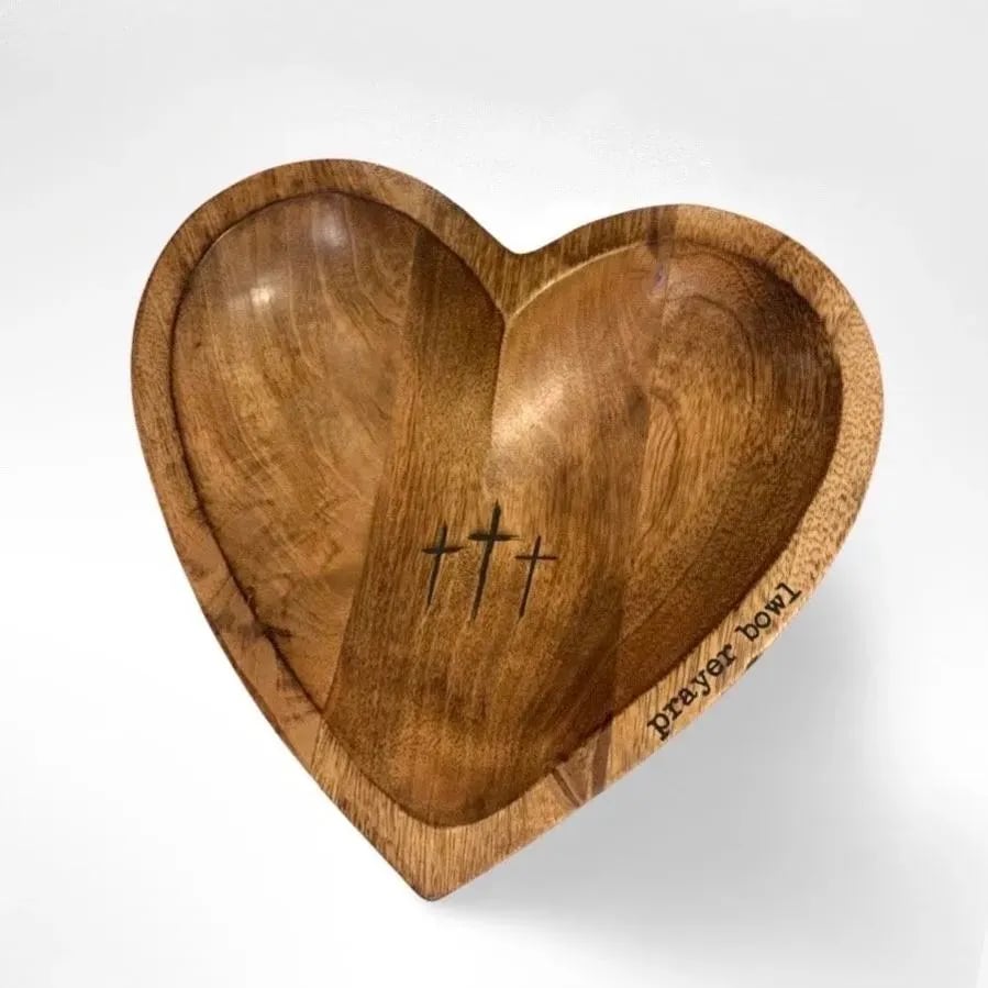 ❤️ Heart Prayer Bowl – Rustic Religious Gift with Prayer Cards