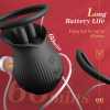 Rose Romeo - 3in1 Rose Sex Toy with 2 Suction Cups, Adult Toys Female Clitoral Nipple Vibrators with 10 Licking Sucking Vibrating